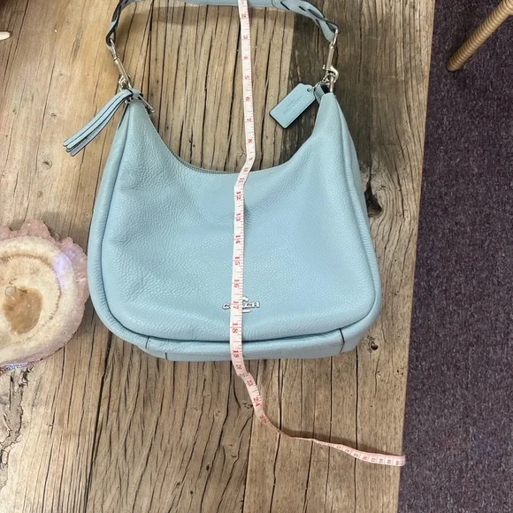Coach Jules Pebbled Leather Shoulder Hobo in Light Blue - Picture 9 of 13
